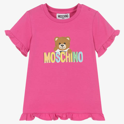 Moschino Baby-Pinkes Teddy-Baumwoll-T-Shirt (M) | Childrensalon Outlet