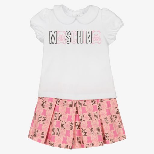Moschino Baby-Girls Pink & White Skirt Set | Childrensalon Outlet