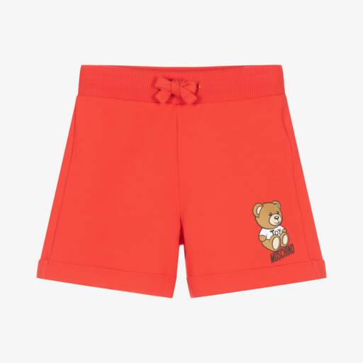 Moschino Kid-Teen-Girls Red Cotton Teddy Shorts | Childrensalon Outlet