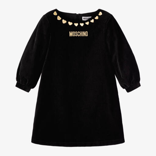 Moschino Кид-Тин-Girls Velvet Dress with Heart Trim | Childrensalon Outlet