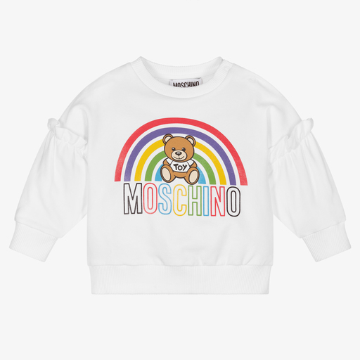 Moschino Baby-Girls White Cotton Sweatshirt | Childrensalon Outlet