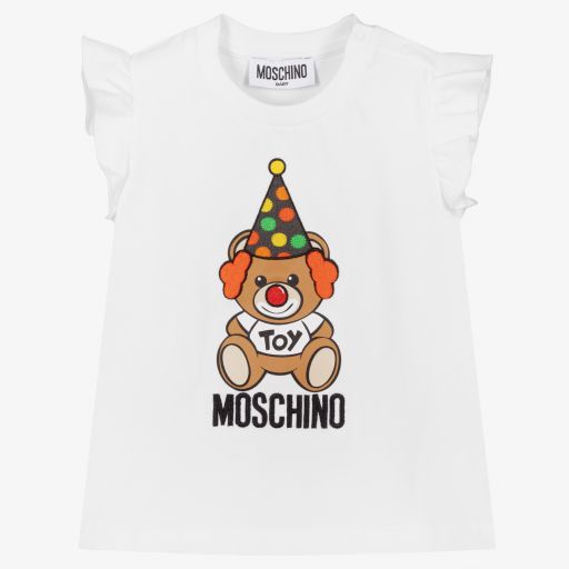 Moschino Baby-تيشيرت أطفال بناتي قطن جيرسي لون أبيض | Childrensalon Outlet