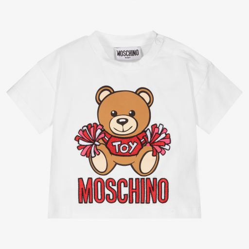 Moschino Baby-تيشيرت أطفال بناتي قطن جيرسي لون أبيض | Childrensalon Outlet