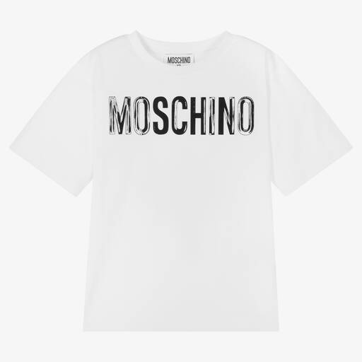 Moschino Kid-Teen-تيشيرت قطن جيرسي لون أبيض للبنات | Childrensalon Outlet