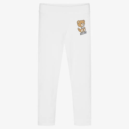 Moschino Kid-Teen-Girls White Logo Leggings | Childrensalon Outlet