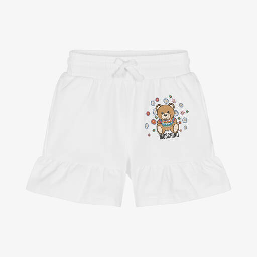Moschino Kid-Teen-Weiße Teddybär-Shorts für Mädchen | Childrensalon Outlet