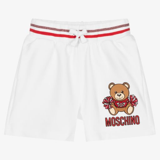 Moschino Kid-Teen-Girls White Teddy Logo Shorts | Childrensalon Outlet