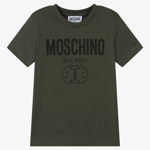 Moschino Kid-Teen-Green Cotton Double Smiley T-Shirt | Childrensalon Outlet