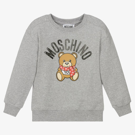 Moschino Kid-Teen-Graues Teddy-Baumwoll-Sweatshirt | Childrensalon Outlet