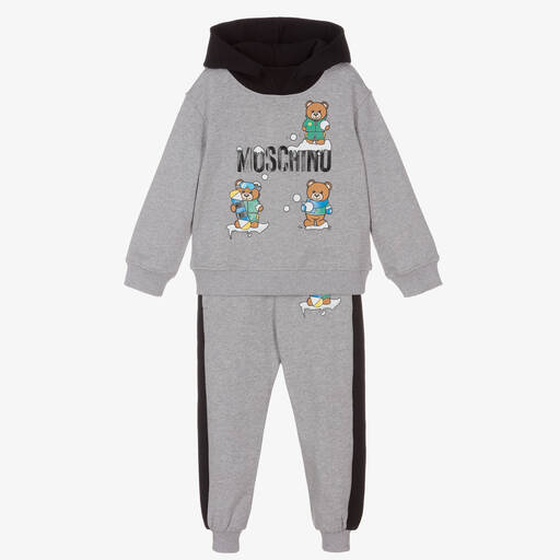 Moschino Кид-Тин-Серый спортивный костюм из хлопка | Childrensalon Outlet