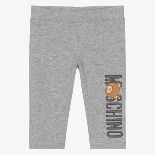 Moschino Baby-Grey Cotton Logo Trousers | Childrensalon Outlet
