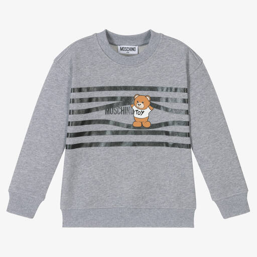 Moschino Kid-Teen-Grey Cotton Teddy Sweatshirt | Childrensalon Outlet