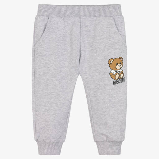 Moschino Baby-Grey Marl Cotton Logo Joggers | Childrensalon Outlet