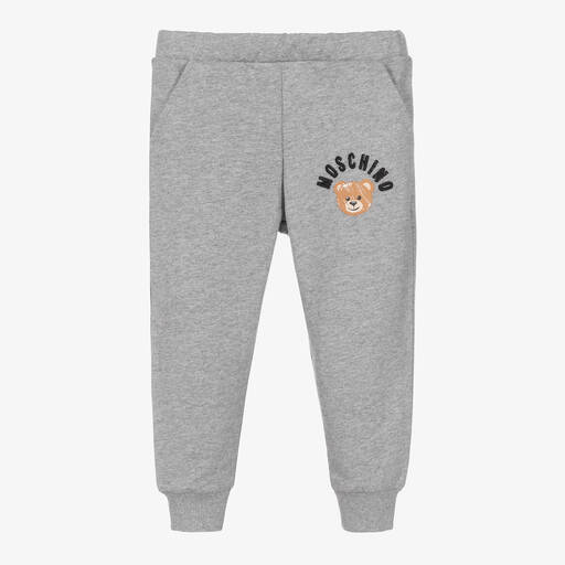 Moschino Baby-Grey Organic Cotton Logo Joggers | Childrensalon Outlet