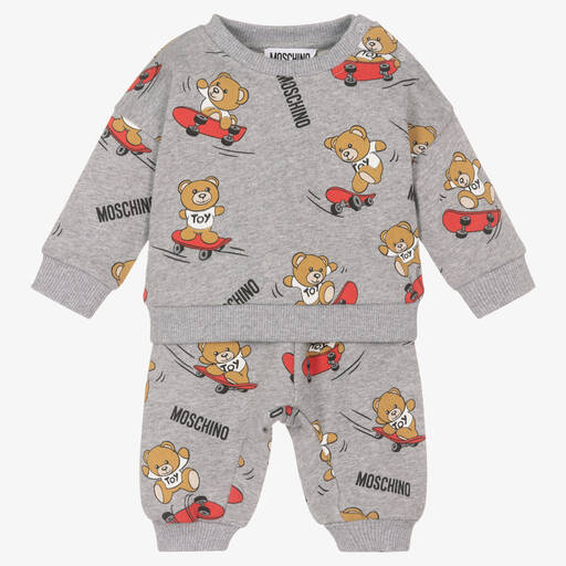Moschino Baby-Grauer Skater-Teddy-Trainingsanzug | Childrensalon Outlet