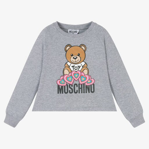 Moschino Kid-Teen-Grey Teddy Logo Sweatshirt | Childrensalon Outlet