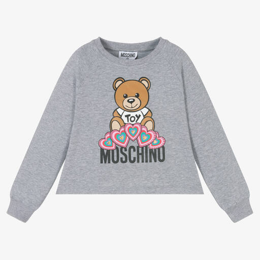 Moschino Kid-Teen-Grey Teddy Logo Sweatshirt | Childrensalon Outlet