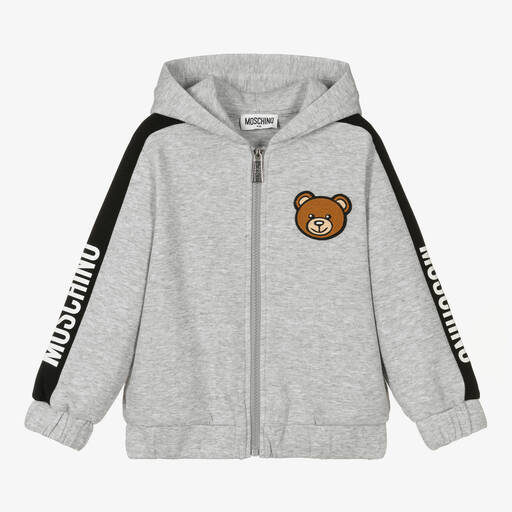 Moschino Kid-Teen-Haut gris zippé Teddy Bear | Childrensalon Outlet
