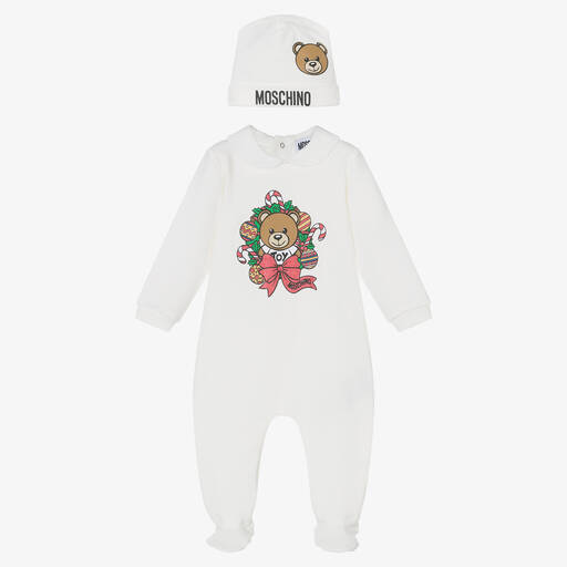 Moschino Baby-Coffret grenouillère ivoire Noël | Childrensalon Outlet