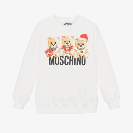 Moschino Kid-Teen-Кремовый хлопковый свитшот с медвежатами | Childrensalon Outlet