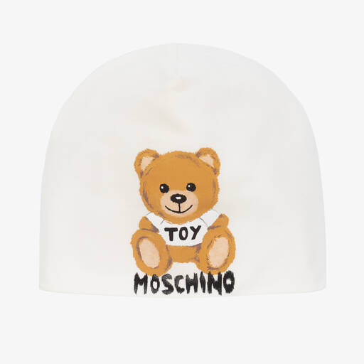 Moschino Kid-Teen-Ivory Cotton Logo Hat | Childrensalon Outlet