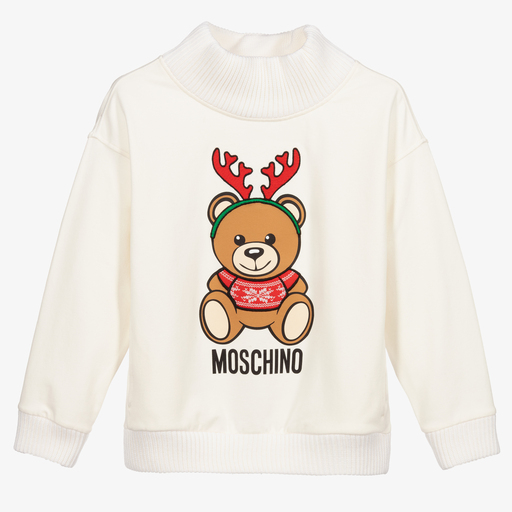 Moschino Kid-Teen-Ivory Cotton Logo Sweatshirt | Childrensalon Outlet