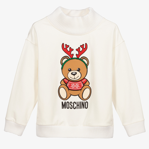 Moschino Кид-Тин-Кремовый хлопковый свитшот | Childrensalon Outlet