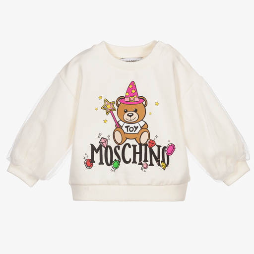 Moschino Baby-Sweat-shirt ivoire en coton | Childrensalon Outlet