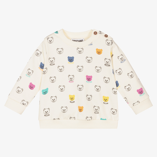 Moschino Baby-Elfenbeinfarbenes Baumwoll-Sweatshirt | Childrensalon Outlet