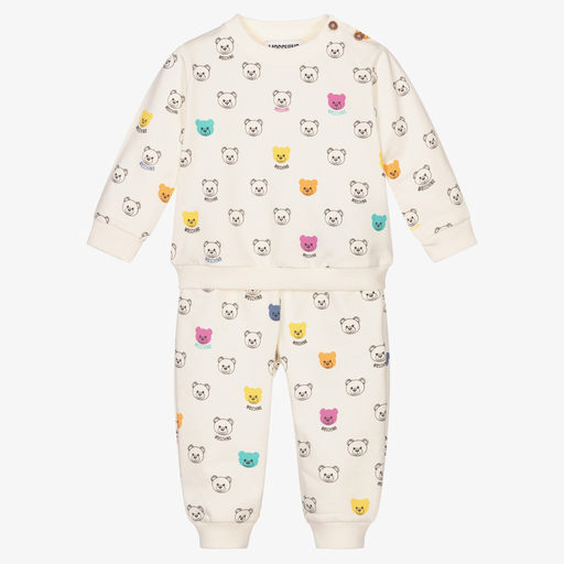 Moschino Baby-Elfenbeinfarbener Baumwoll-Trainingsanzug | Childrensalon Outlet