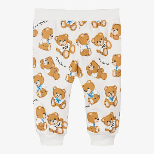 Moschino Baby-Ivory Cotton Teddy Bear Baby Joggers | Childrensalon Outlet