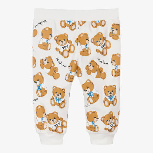 Moschino Малыши-Ivory Cotton Teddy Bear Baby Joggers | Childrensalon Outlet