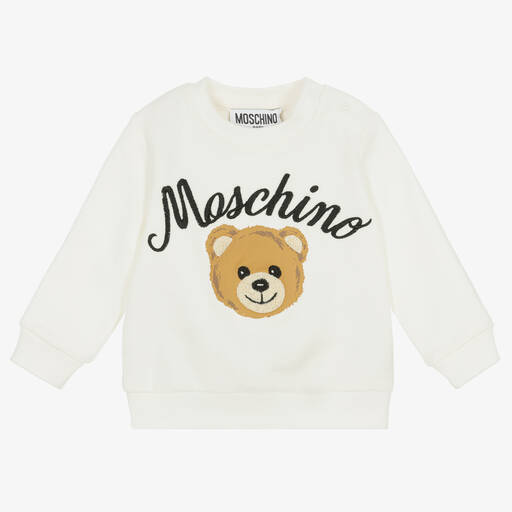 Moschino Baby-Teddy-Baumwoll-Sweatshirt Elfenbein | Childrensalon Outlet