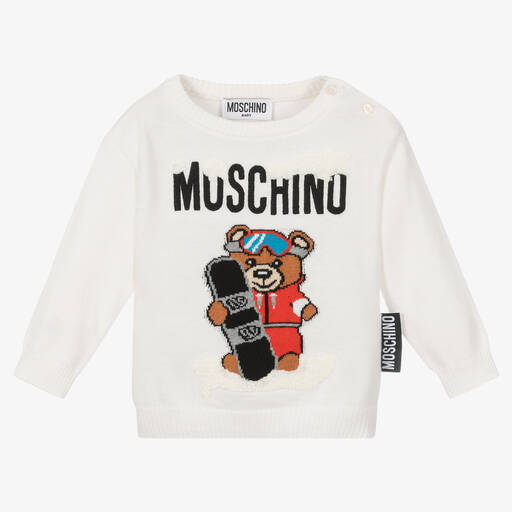 Moschino Baby-كنزة مزيج قطن وصوف لون عاجي للأطفال | Childrensalon Outlet