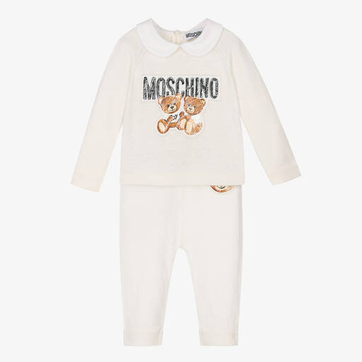 Moschino Baby-Elfenbeinfarbenes Strickhosen-Set | Childrensalon Outlet