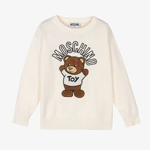 Moschino Kid-Teen-Кремовый свитер с медвежонком | Childrensalon Outlet