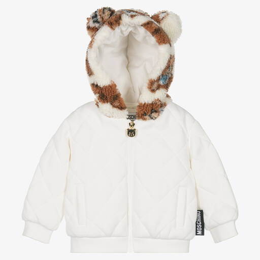 Moschino Baby-Ivory Teddy Hood Zip-Up Jacket | Childrensalon Outlet