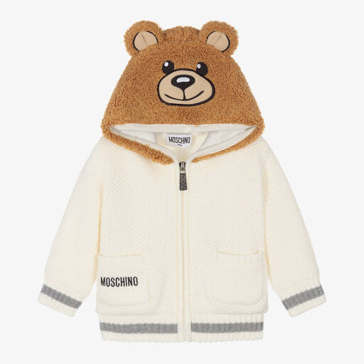 Moschino Baby-Cardigan ivoire Teddy Bear | Childrensalon Outlet