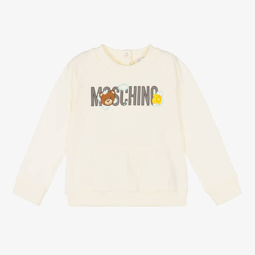 Moschino Малыши-Кремовый свитшот с медвежонком | Childrensalon Outlet