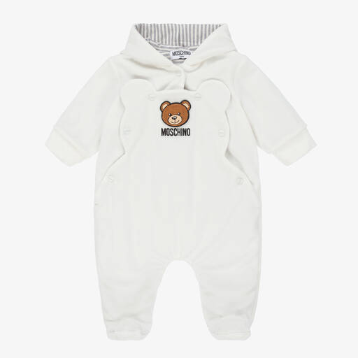 Moschino Baby-Ivory Velour Baby Pramsuit | Childrensalon Outlet