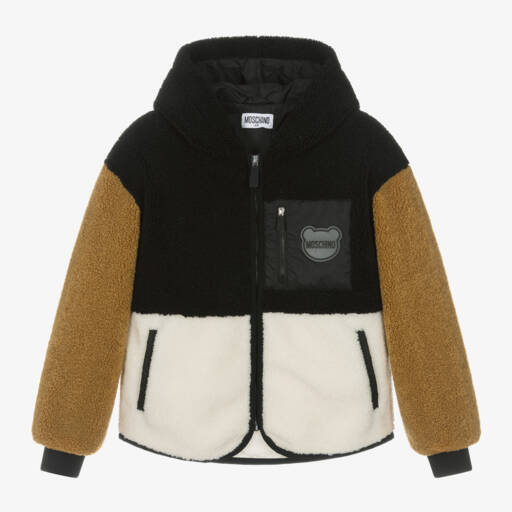 Moschino Kid-Teen-جاكيت فليس بألوان بلوك لون أسود | Childrensalon Outlet