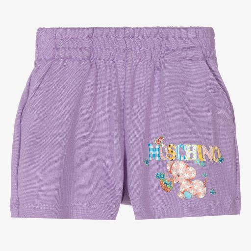 Moschino Kid-Teen-Lilac Purple Cotton Shorts | Childrensalon Outlet