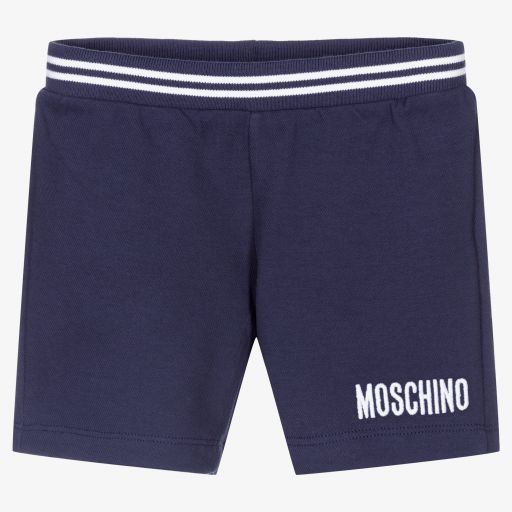 Moschino Baby-Navy Blue Cotton Logo Shorts | Childrensalon Outlet