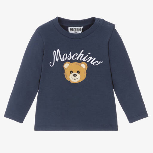 Moschino Baby-Haut bleu marine en coton Teddy | Childrensalon Outlet