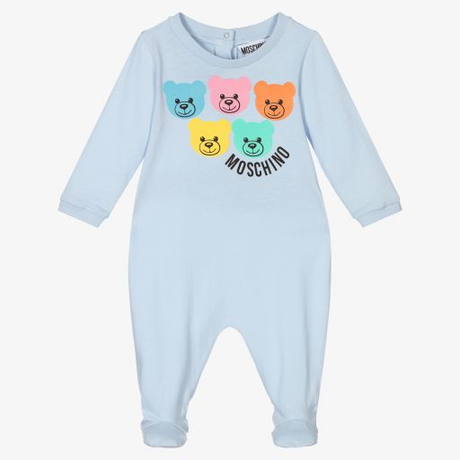 Moschino Baby-Pale Blue Cotton Babygrow | Childrensalon Outlet
