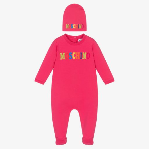 Moschino Baby-Pink Cotton Babygrow Set | Childrensalon Outlet