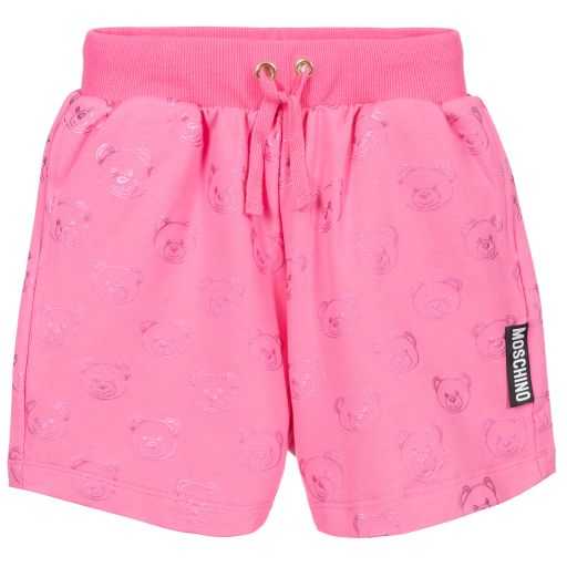 Moschino Kid-Teen-Pink Cotton Jersey Shorts  | Childrensalon Outlet