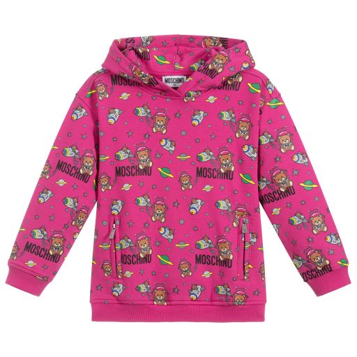 Moschino Kid-Teen-Pink Cotton Logo Hoodie | Childrensalon Outlet