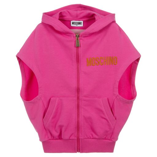 Moschino Kid-Teen-Pink Cotton Logo Hoodie | Childrensalon Outlet