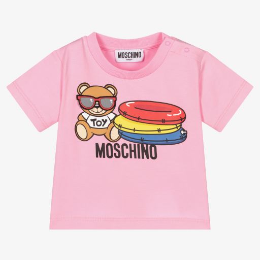 Moschino Baby-تيشيرت أطفال بناتي قطن جيرسي لون زهري | Childrensalon Outlet